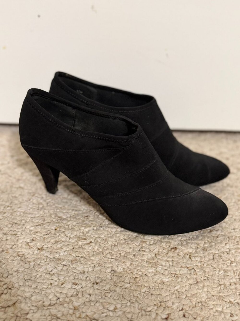 Impo Stretch Black Faux Suede Ankle Booties